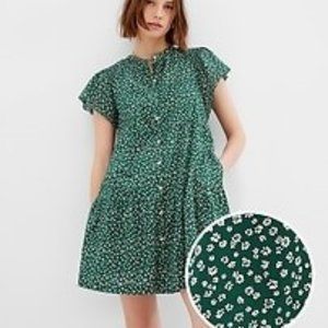 Gap  Button-Front Flutter Sleeve Mini Dress